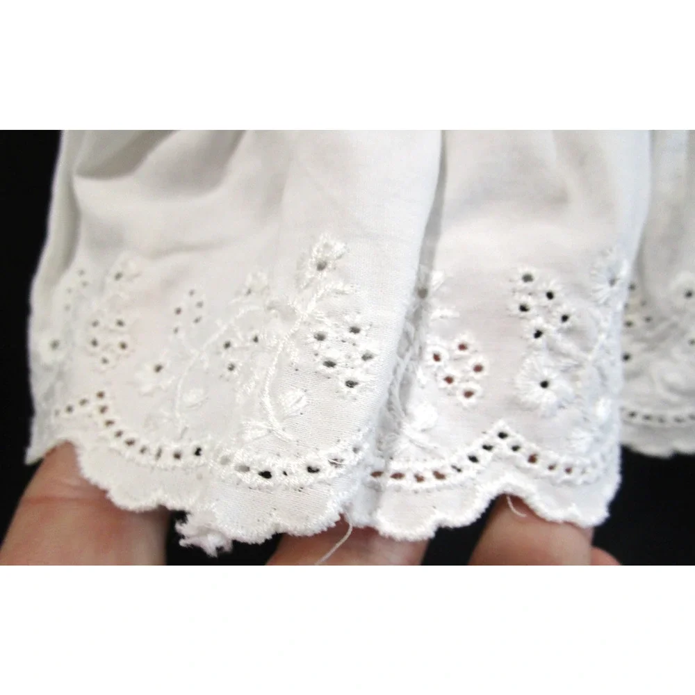 VTG Lauren Ralph Lauren White Cotton Ruffled Eyelet Lace Queen Flat Sheet